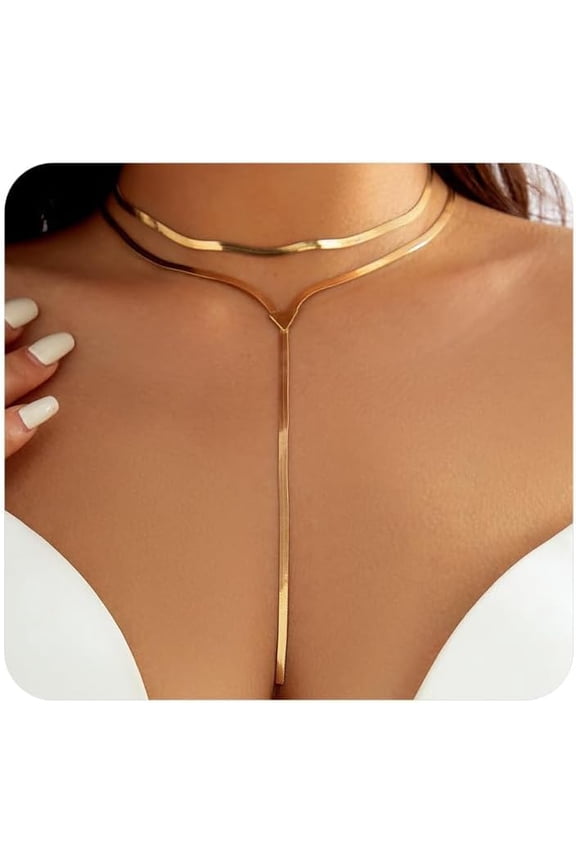 Chunky Gold Choker Necklace for Women,Trendy Silver Statement Necklace Long Snake Chain Drop Necklace,Charm Prom Body Jewelry Accessories Gifts