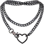 Chunky Gold Choker Necklaces for Women, Long Gold Chain Heart Necklace, 36 Inches Slip Chain Adjustable Lariat Heart Y Necklace for Women and Men, Goth Chunky Heart Necklace Jewlery Gifts