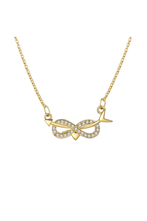 Chunky Gold Choker, Womens Pendant Necklace Arrow Infinity Heart Cubic Zirconia Friends Necklace Chain