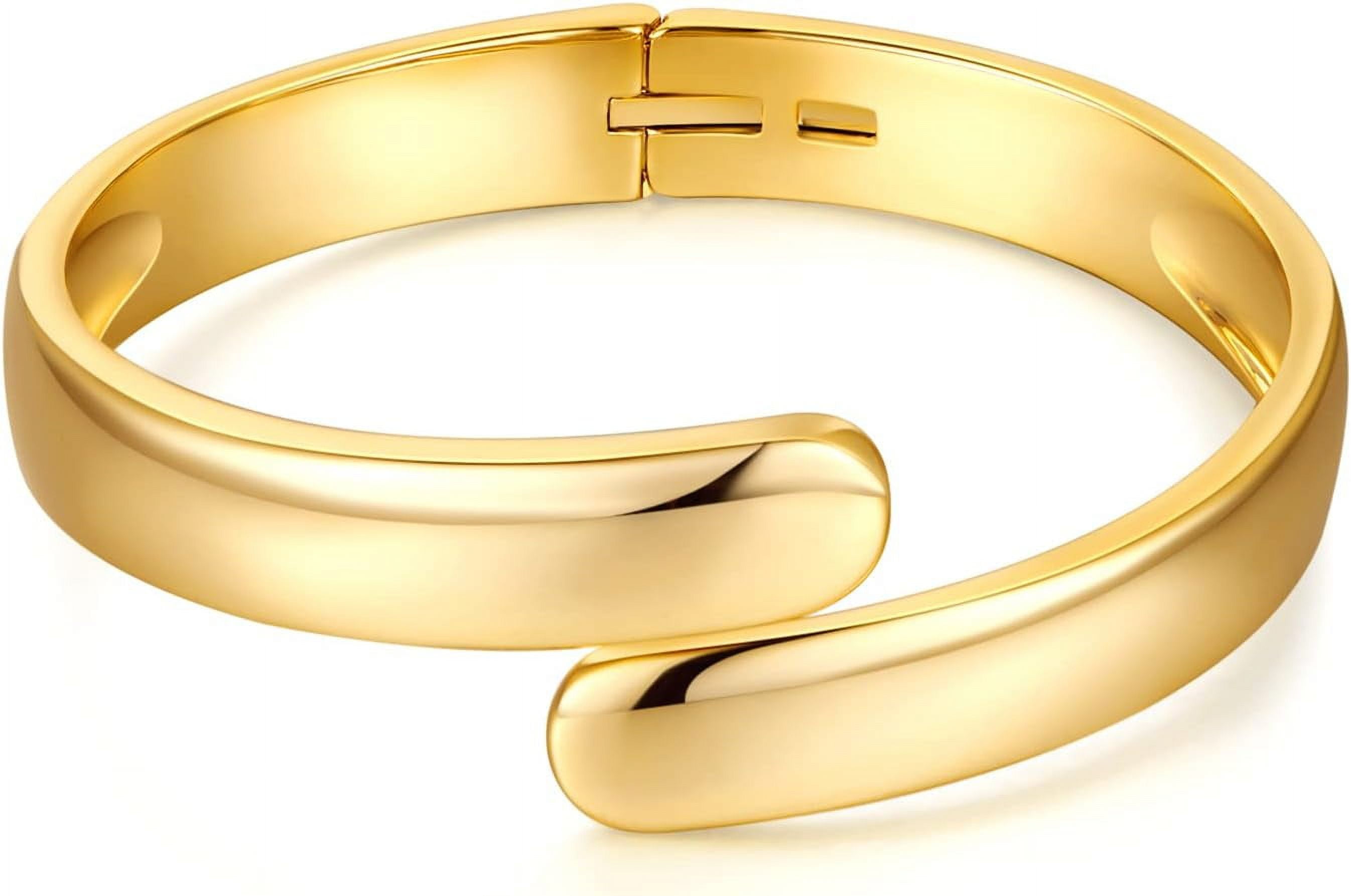 Chunky Gold Cuff Bracelet Elegant Teardrop Design 18K Gold Plated Comfortable Hinged Bangle Perfect Jewelry Accessory