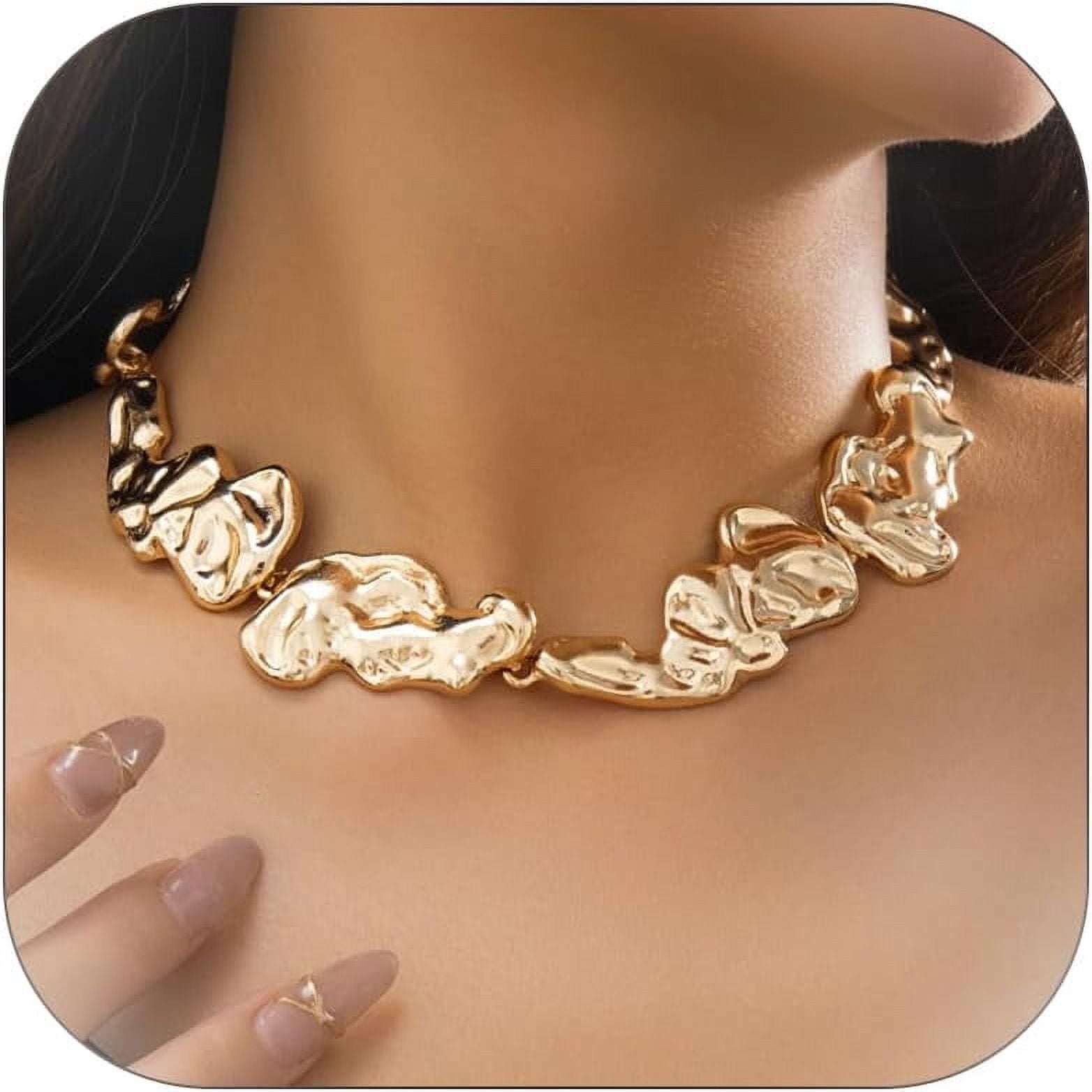 Chunky Gold Cuff Necklace for Women Gold Statement Choker for