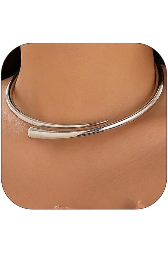 Chunky Gold Cuff Necklace for Women Gold Statement Choker for Women Gold/Silver African Tribe Wide Metal Choker Necklace Jewelry