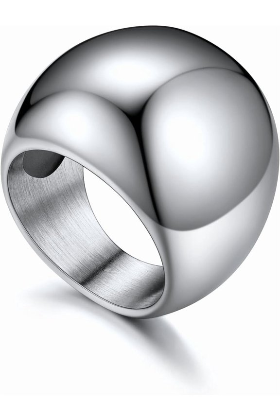 Chunky Gold Dome Rings for Women, Stainless Steel/18KGold Plated/Black Statement Ring Non Tarnish Women Rings, Size 7-12