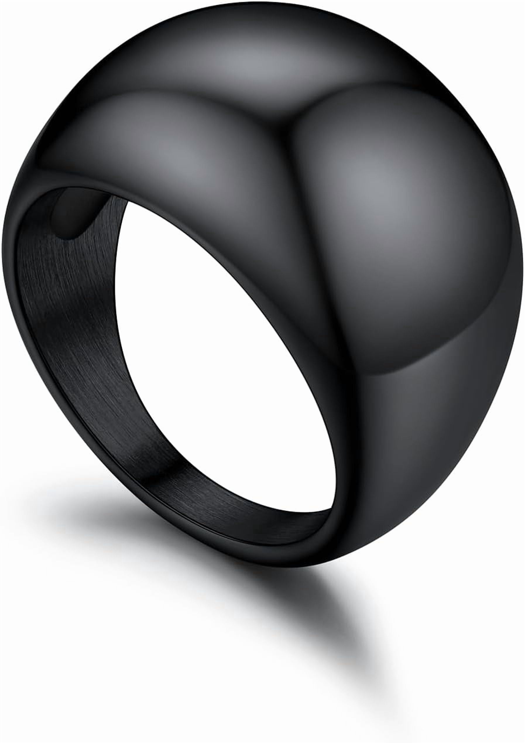 Chunky Gold Dome Rings for Women, Stainless Steel/18KGold Plated/Black ...
