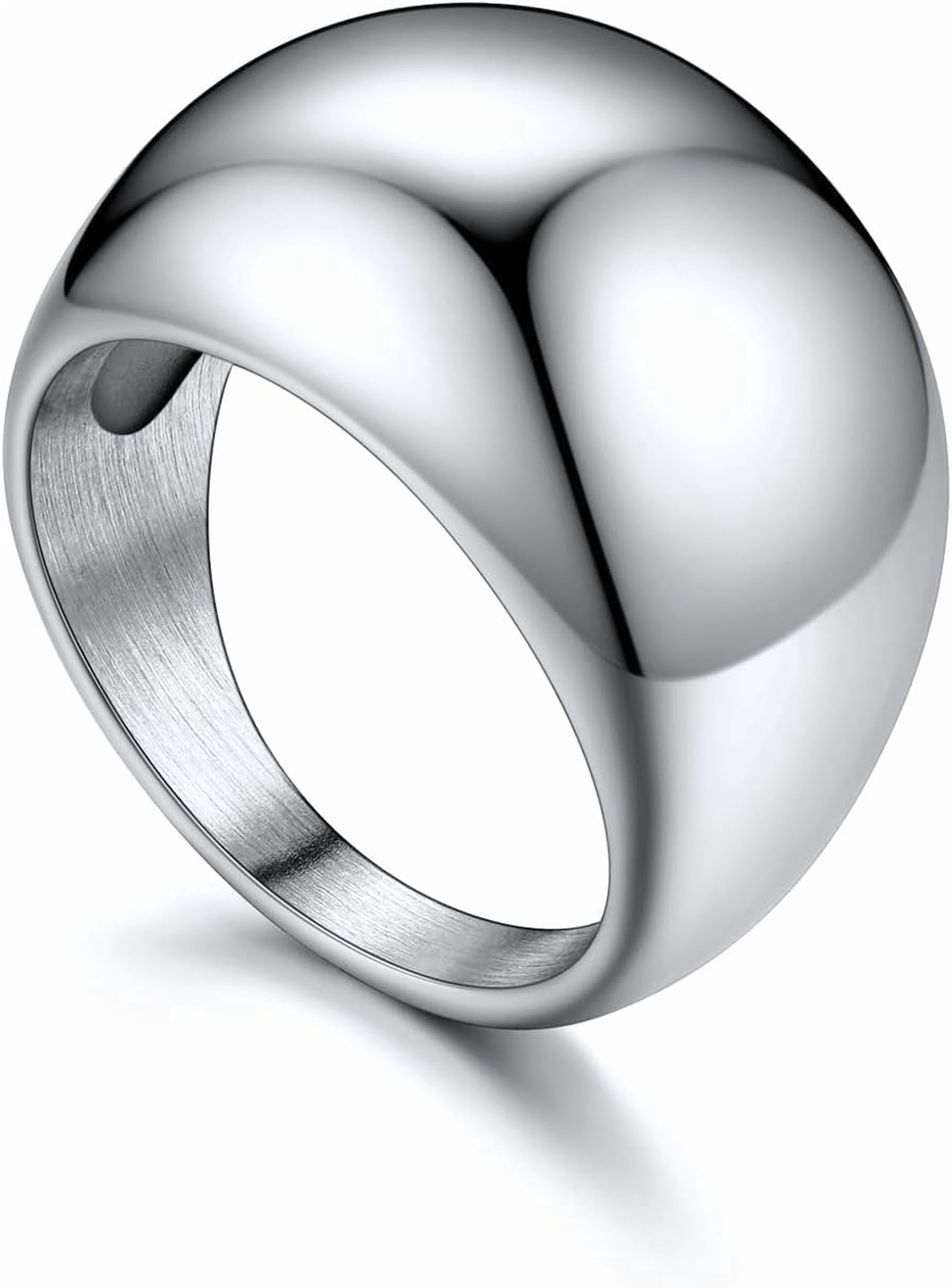 Chunky Gold Dome Rings for Women, Stainless Steel/18KGold Plated/Black ...