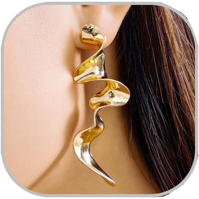 Chunky Gold Earrings for Women 14K Gold Plated Geometric Statement