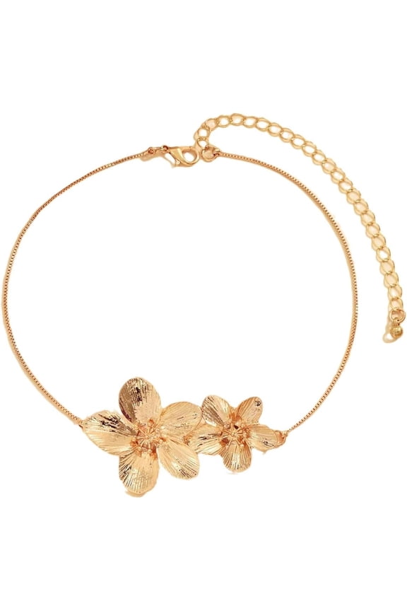 Chunky Gold Flower Pendant Necklace Vintage Statement Layered Daisy Camellia Flowers Chic Metal Floral Choker Necklace for Women Boho Spring Summer Wedding Prom Party Vacation Trendy Dress Jewelry