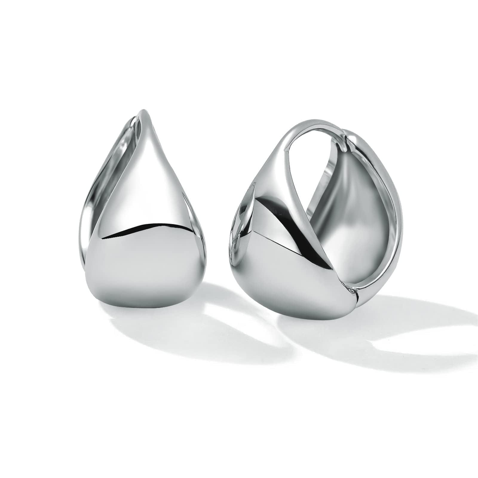 Chunky Silver Gold Hoop Earrings 18K Gold Plated for Women, Minimalist Jewelry Gift