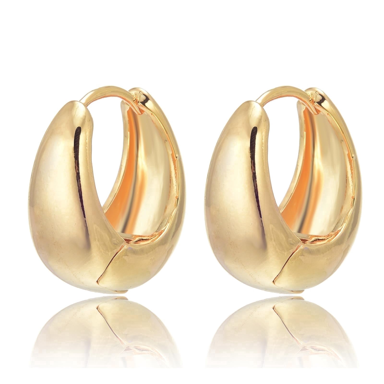 Gold and Silver Large Chunky Hoop Earrings Lightweight Huggie Big Earring Hoops for Women