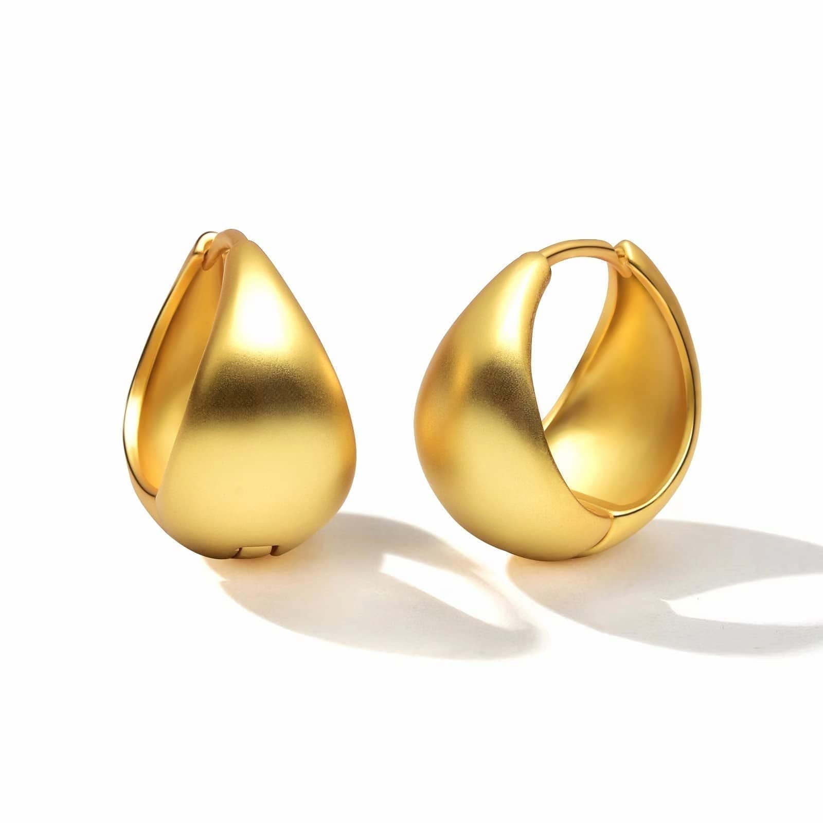Chunky Gold Hoop Earrings 18K Gold Plated for Women Trendy, Hypoallergenic Huggie Hoops Earrings Minimalist Jewelry Gift