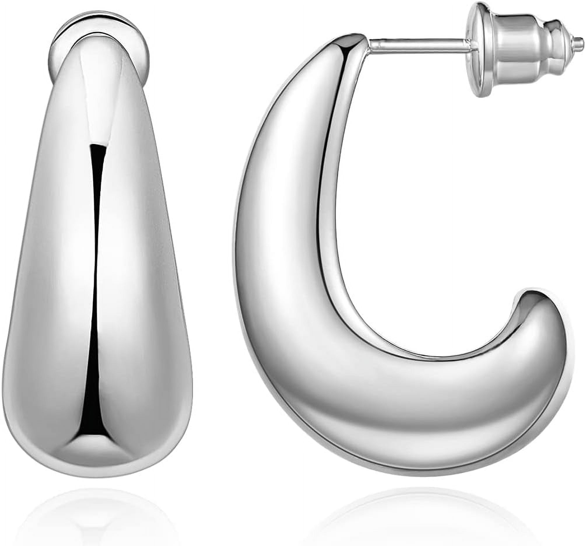 Teardrop Chunky Hoop Earrings For Women - Lightweight 14k Gold Dupes, Hollow Open Hoops