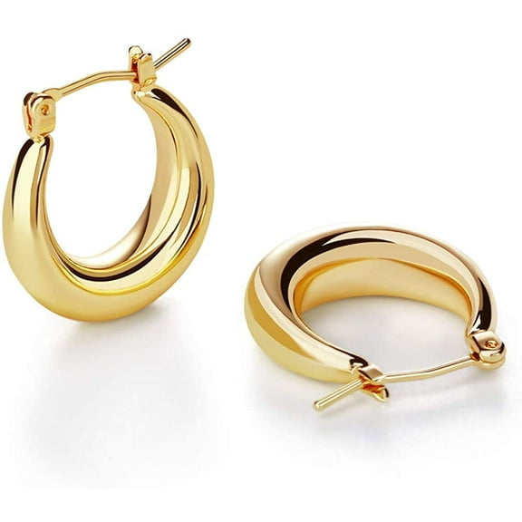 Chunky Gold Hoop Earrings for Women Cute Fashion Hypoallergenic earrings Minimalist Jewelry Gift
