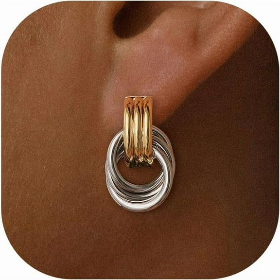 Chunky Gold Knot Dangle Drop Earrings for Women Trendy Statement Earrings Hypoallergenic Lightweight Gold Jewelry Women