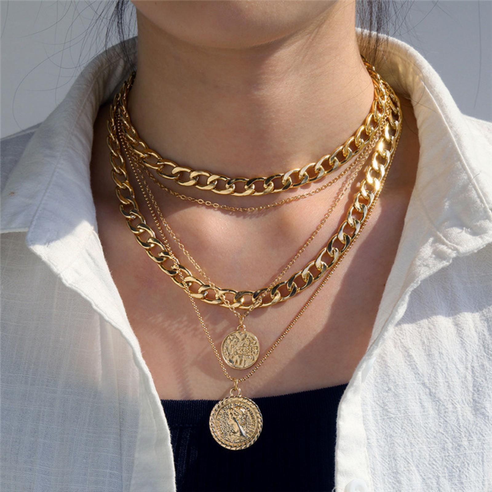 Chunky Gold Necklace Gold Layered Necklaces For Women Chunky Layered ...