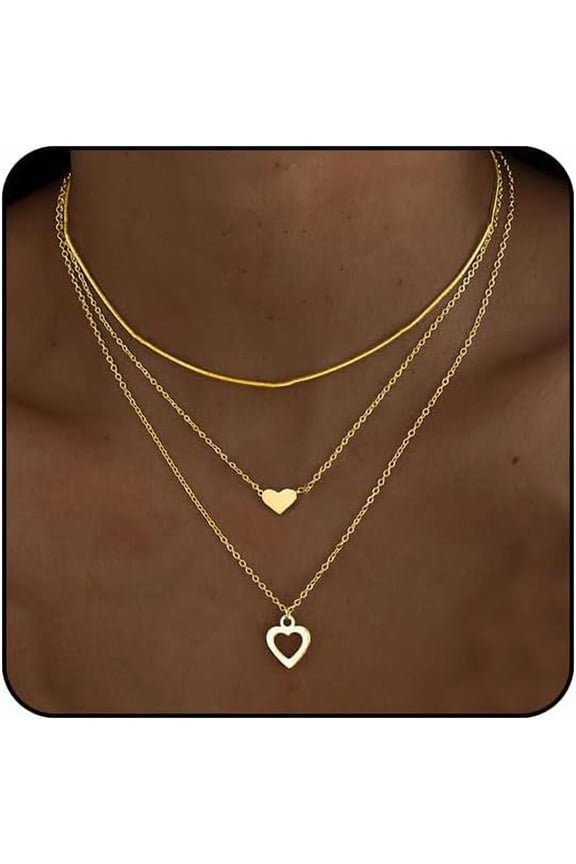 Chunky Gold Necklace Stack for Women Layered Necklaces for Women Silver Chunky Necklace Paperclip Chain with Coin Heart Pendant Necklaces Chunky Gold Jewelry Set