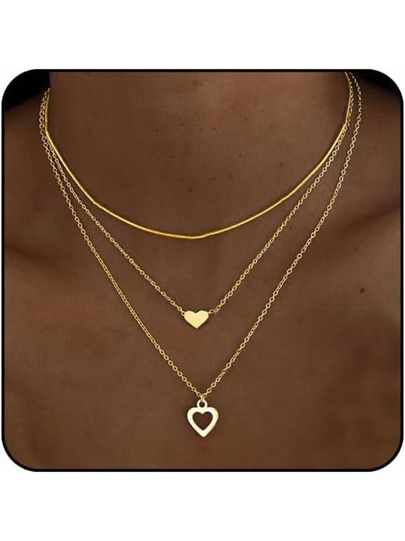 Chunky Gold Necklace Stack for Women Layered Necklaces for Women Silver Chunky Necklace Paperclip Chain with Coin Heart Pendant Necklaces Chunky Gold Jewelry Set