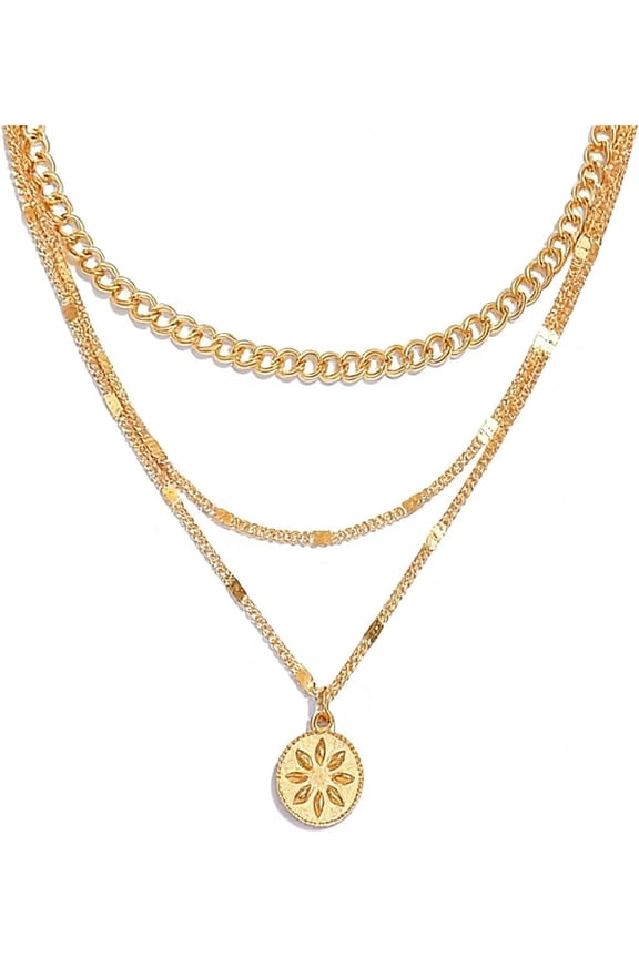 Chunky Gold Necklace Stack for Women Layered Necklaces for Women Silver Chunky Necklace Paperclip Chain with Coin Heart Pendant Necklaces Chunky Gold Jewelry Set