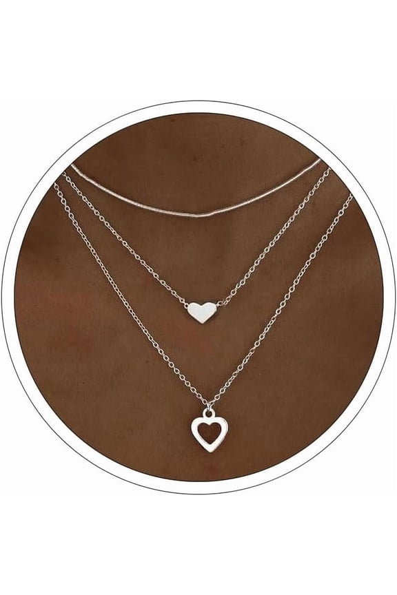 Chunky Gold Necklace Stack for Women Layered Necklaces for Women Silver Chunky Necklace Paperclip Chain with Coin Heart Pendant Necklaces Chunky Gold Jewelry Set