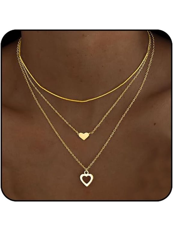 Chunky Gold Necklace Stack for Women Layered Necklaces for Women Silver Chunky Necklace Paperclip Chain with Coin Heart Pendant Necklaces Chunky Gold Jewelry Set