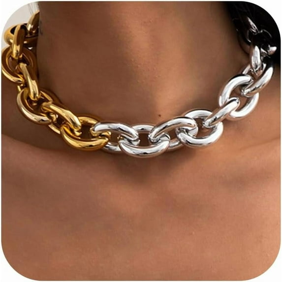 Chunky Gold Necklace Statement Necklace for Women Gold Choker Necklace Cuban Link Necklace Snake Chain Trendy Necklace for Women 2025