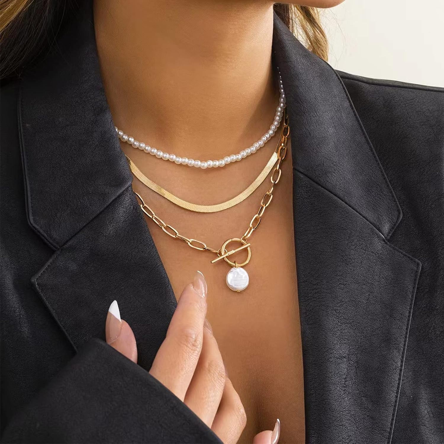 Chunky Gold Necklace For Women Layered Gold Cuban Link Chain Choker Necklace Gold Thick Statement Choker Necklace Paperclip Chain Toggle Bar Clasp Necklace Christmas Stocking Stuffers Jewelr[o6292]