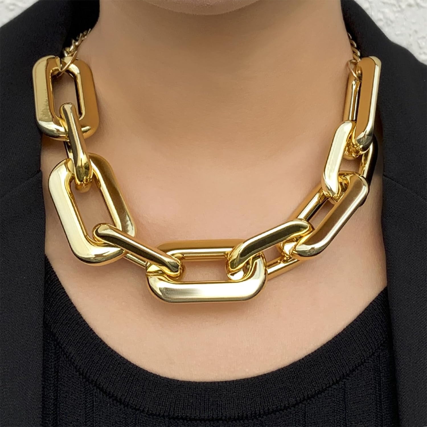 Chunky Gold Necklace For Women Layered Gold Cuban Link Chain Choker Necklace Gold Thick Statement Choker Necklace Paperclip Chain Toggle Bar Clasp Necklace Christmas Stocking Stuffers Jewelr[o6300]