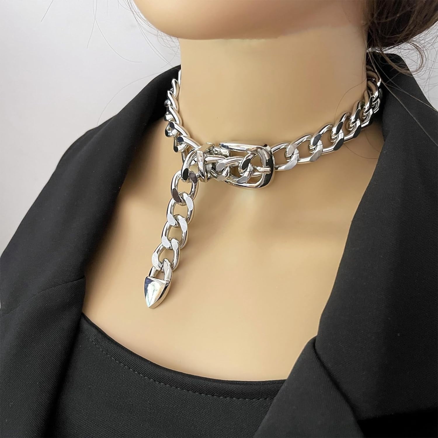 Chunky Gold Necklace For Women Layered Gold Cuban Link Chain Choker Necklace Gold Thick Statement Choker Necklace Paperclip Chain Toggle Bar Clasp Necklace Christmas Stocking Stuffers Jewelr[o6306]