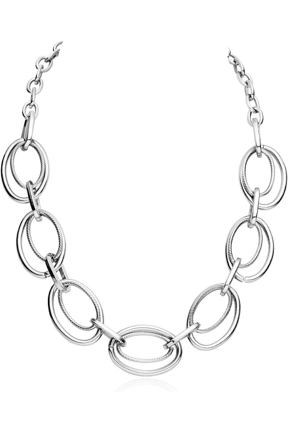 Chunky Gold Necklace for Women: 14k Gold Plated Loop Chain Link Statement Choker Necklace for Women - Chunky Fashion Pendant Jewelry[t509]