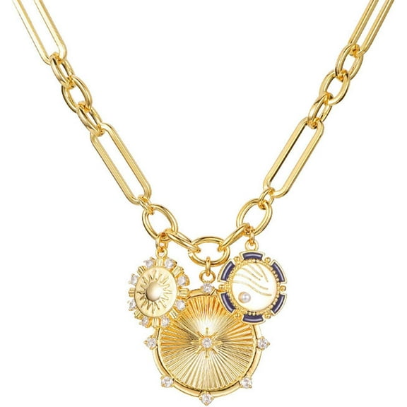 Chunky Gold Necklace for Women, Heart Pendants Necklace Sun Flower Necklace Fashion Hip Hop Choker Gift