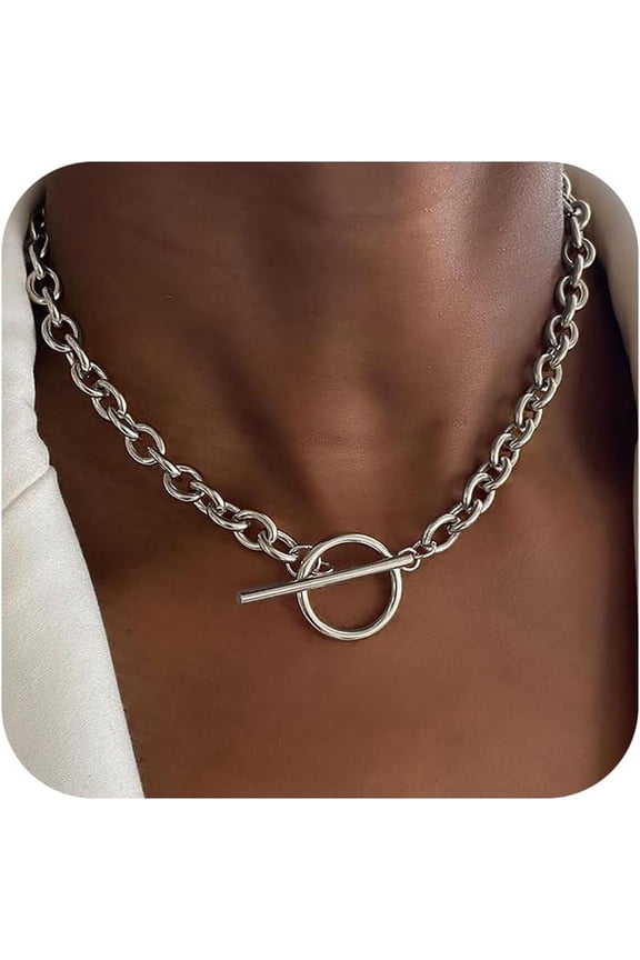 Chunky Gold Necklace for Women Puffy Heart Necklaces for Women Chunky Paperclip Necklace for Women Trendy Statement Necklace Jewelryfor women