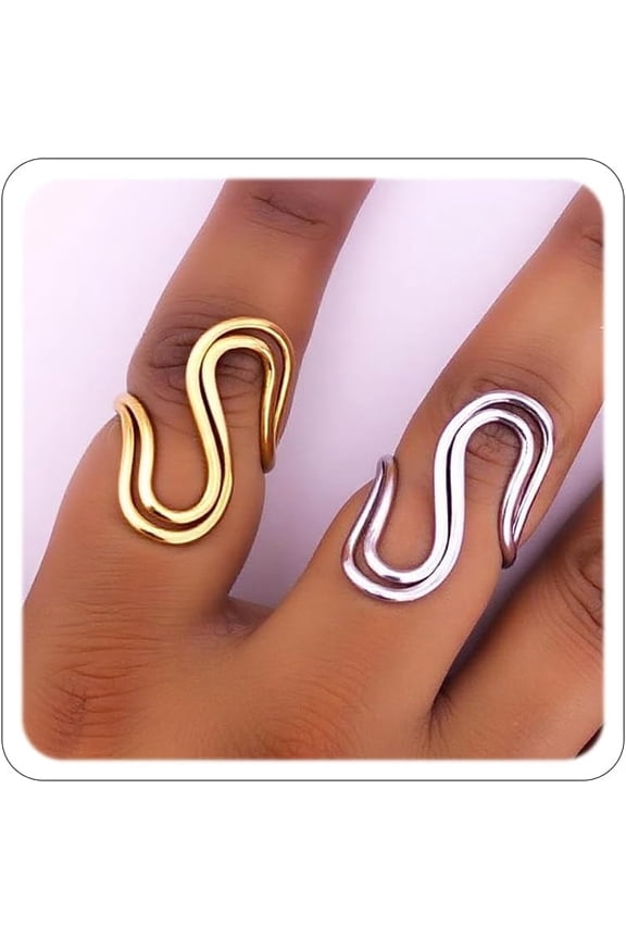 Chunky Gold Rings Set for Women Gold Stacking Knuckles Rings Set Accessorie Open Ring Boho Prom Costume Jewelry