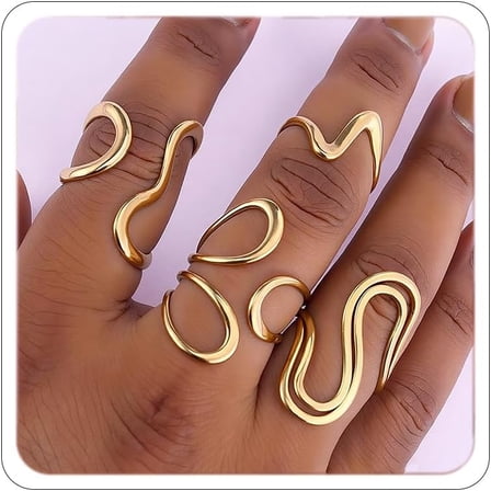 Chunky Gold Rings Set for Women Gold Stacking Knuckles Rings Set Accessorie Open Ring Boho Prom Costume Jewelry