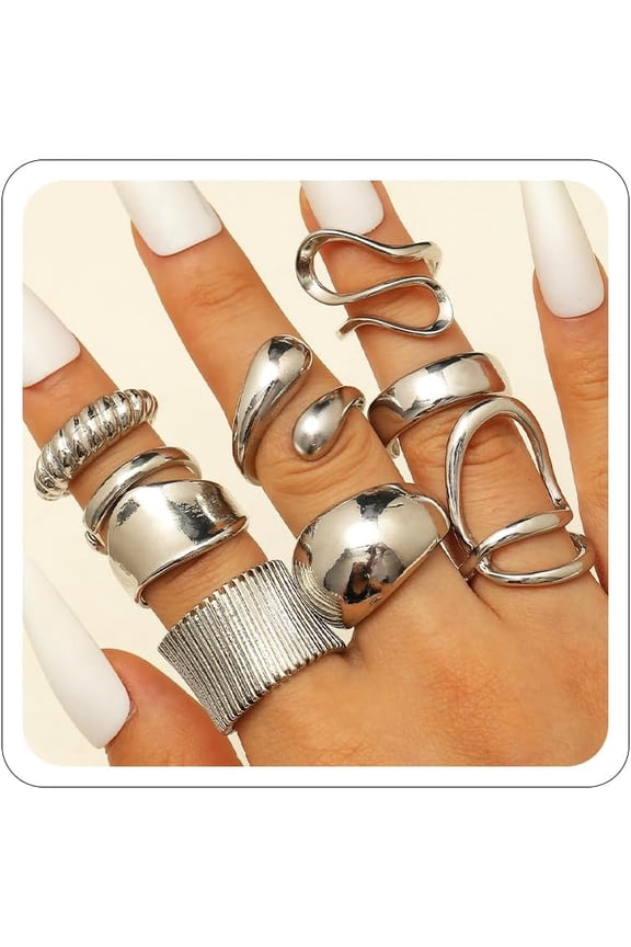 Chunky Gold Rings Set for Women Gold Stacking Knuckles Rings Set Accessorie Open Ring Boho Prom Costume Jewelry