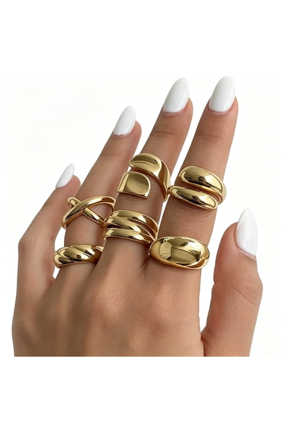 Chunky Gold Rings for Women 18k Gold Plated Stackable for Ring Sets, Personalized Jewelry