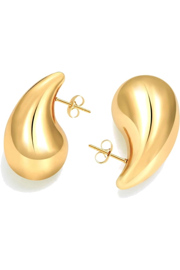 Chunky Gold Teardrop Earrings for Women 18K Gold Plated Tear Drop Earrings Hypoallergenic Large Teardrop Earrings Tear drop Chunky Earrings Jewelry[c9824]