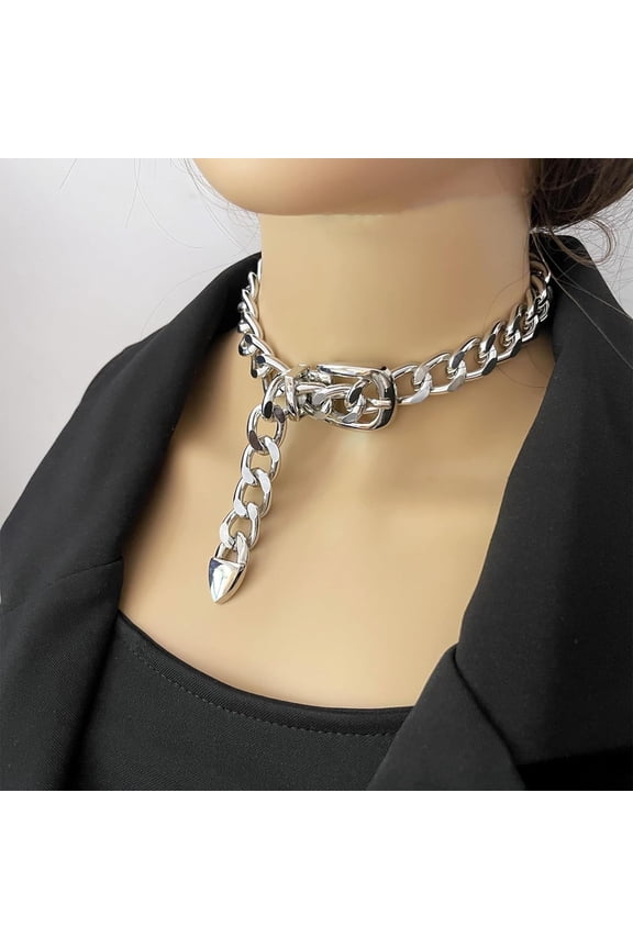 Chunky Gold Toggle Necklace Trendy Silver Cuban Link Chain Choker Toggle Bar Clasp Necklaces For Women Chunky Statement Necklaces Jewelry Gifts[o1104]