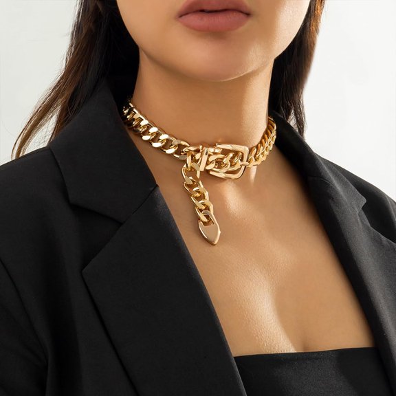 Chunky Gold Toggle Necklace Trendy Silver Cuban Link Chain Choker Toggle Bar Clasp Necklaces For Women Chunky Statement Necklaces Jewelry Gifts[o1106]