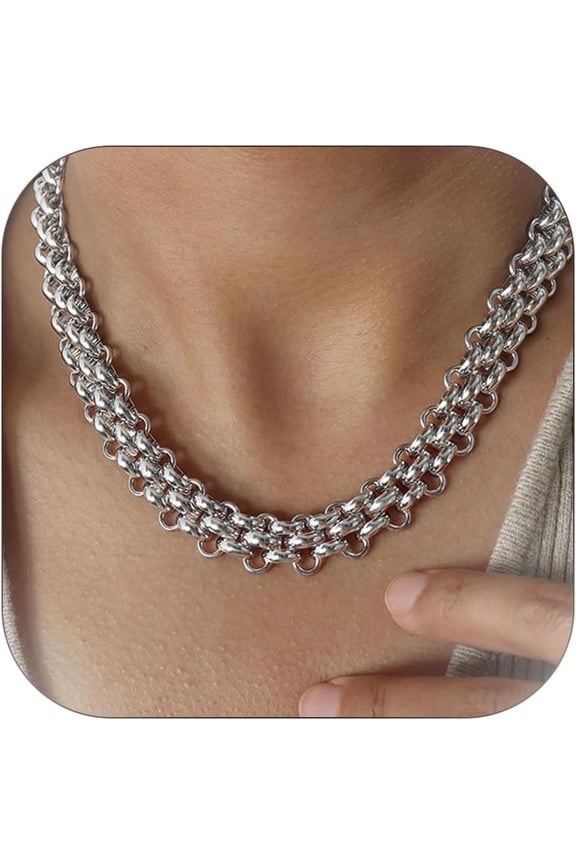 Chunky Gold Toggle Necklace for Women Trendy Chain Thick Statement Titanium Steel Gold Link Chain Necklaces Jewelry Gift