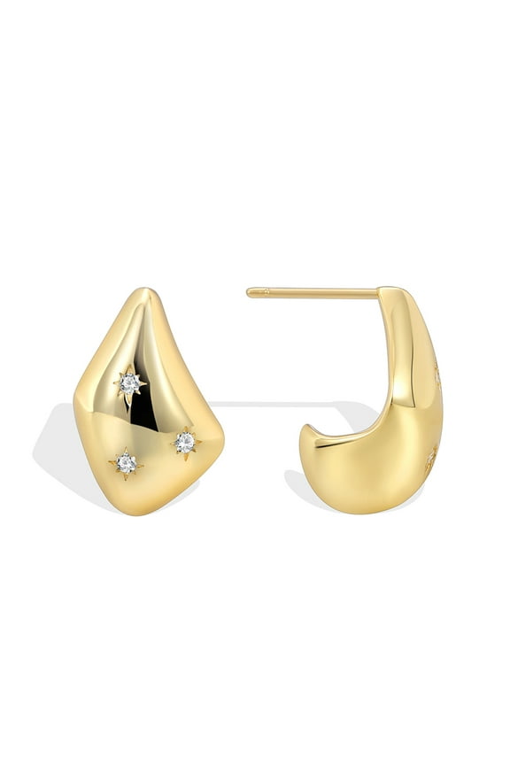 Chunky Golden Hoop Earrings For Women Lightweight Teardrop Dupes Earrings 925 Sterling Silver Post Large Drop Earrings Gold Plated Waterdrop Earrings Trendy Jewelry For Women