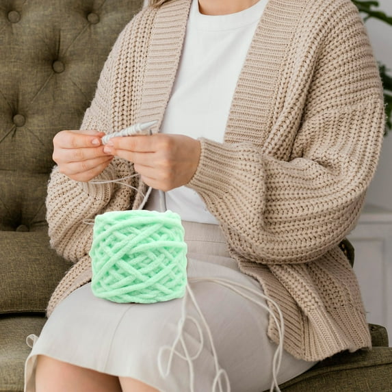 Hand-Dyed Acrylic Yarn - Thick Knitting Wool for Sweaters Scarves DIY Craft Projects Color-Changing Fiber 100g Skein(Greena)