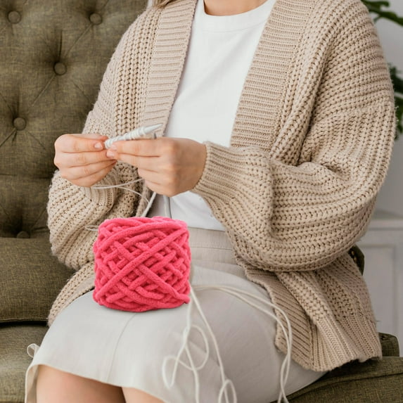 Hand-Dyed Acrylic Yarn - Thick Knitting Wool for Sweaters Scarves DIY Craft Projects Color-Changing Fiber 100g Skein(Reda)