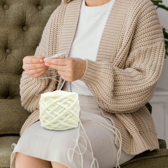 Hand-Dyed Acrylic Yarn - Thick Knitting Wool for Sweaters Scarves DIY Craft Projects Color-Changing Fiber 100g Skein(White)