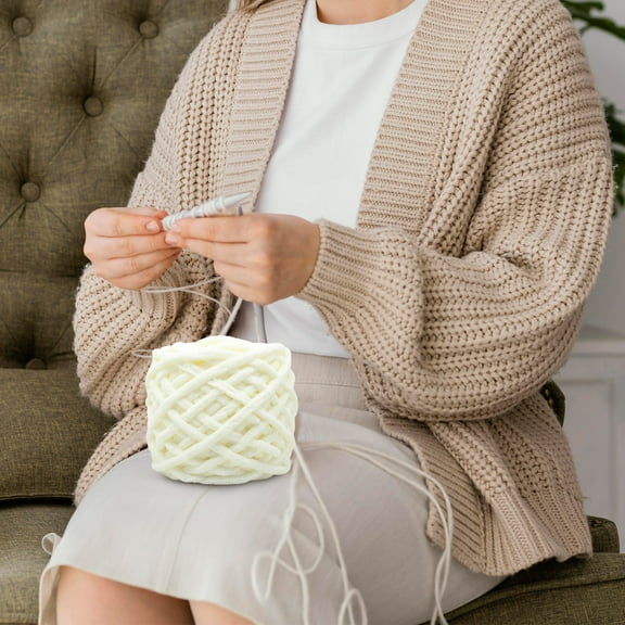 Hand-Dyed Acrylic Yarn - Thick Knitting Wool for Sweaters Scarves DIY Craft Projects Color-Changing Fiber 100g Skein(White)