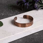 Chunky Handmade 100% Dark Copper Textured Cuff Bracelet