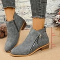 thumbnail image 1 of Chunky Heel Booties, Women’s Suede Leather Ankle Boots with Dual Zippers, Fashion Footwear for Fall, Winter, Night Out, and Plus Size Gray 42, 1 of 4