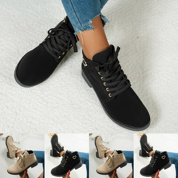 Chunky Heel Fashion Boots Women's Casual Versatile Outdoor Thick-Soled Comfortable Low Heel Fall Winter Shoes