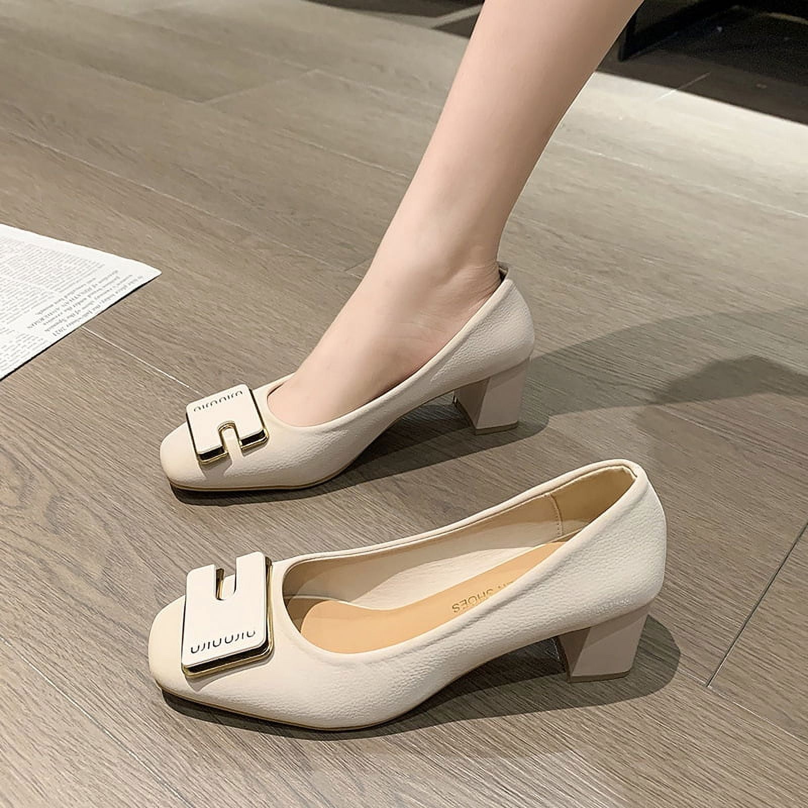 Chunky Heel Soft Leather Grandma Shoes Women's 2024 Spring and Autumn