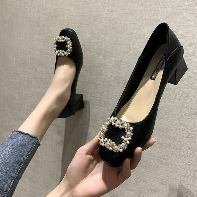 Chunky Heel Soft Leather Grandma Shoes Women's 2025 Spring and Autumn