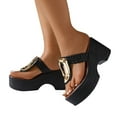 thumbnail image 1 of Chunky Heeled Flip Flops for Women 2025 Trendy Punk Buckle Platform Wedge High Heel Thongs Slip on Sandals, 1 of 7