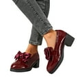 thumbnail image 1 of Chunky High Heels Penny Loafers for Women Trendy Leather Bow Buckle Autumn Slip on Oxfords Dress Shoes, 1 of 6
